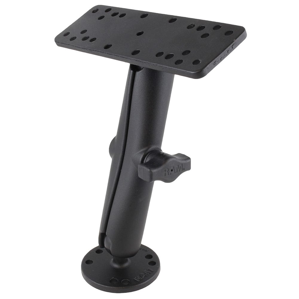 Long Double Socket Arm, 6.25" x 2" Rectangle Base & 2.5" Round Base (AMPS Pattern) [RAM - B - 111U - C], Marine Electronics Mounts, RAM Mounting Systems, , , at Festive Water Paddlesports