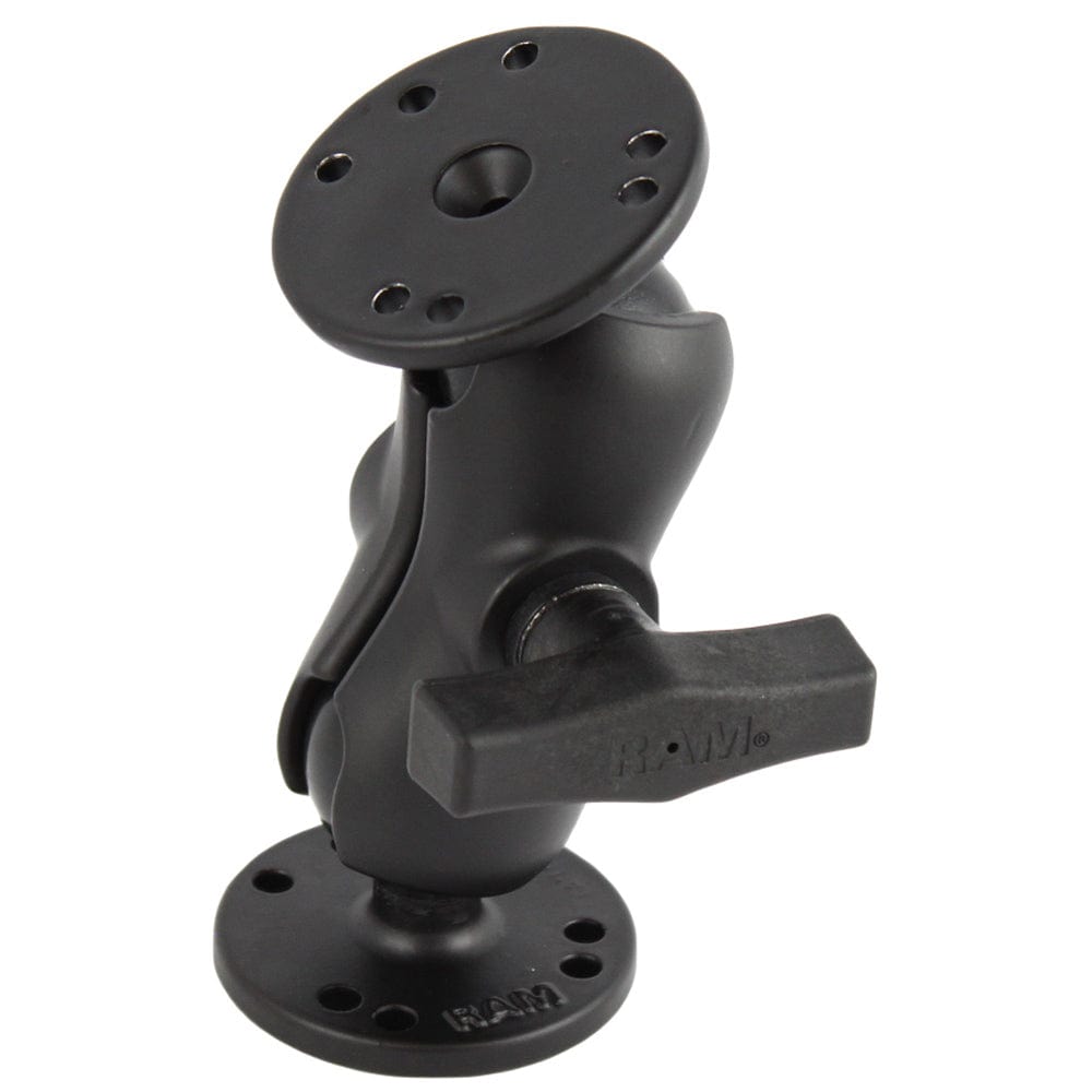RAM Mount 1.5" Ball Mount w/Short Double Socket Arm & 2/2.5" Round Bases [RAM - 101U - B], Surface Mount, RAM Mounting Systems, , , at Festive Water Paddlesports