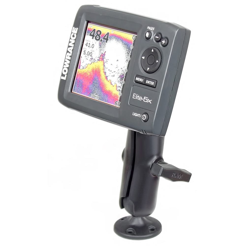 RAM Mount 1.5" Ball "Rugged Use" Composite Mount f/Lowrance Elite - 5 & Mark - 5 Series Fishfinders [RAP - 101U - LO11], Marine Electronics Mounts, RAM Mounting Systems, , , at Festive Water Paddlesports