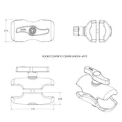RAM Mount Double Socket Short Arm f/3 - 3/8" E Size Ball Base [RAM - E - 201U - D], E Size, RAM Mounting Systems, , , at Festive Water Paddlesports
