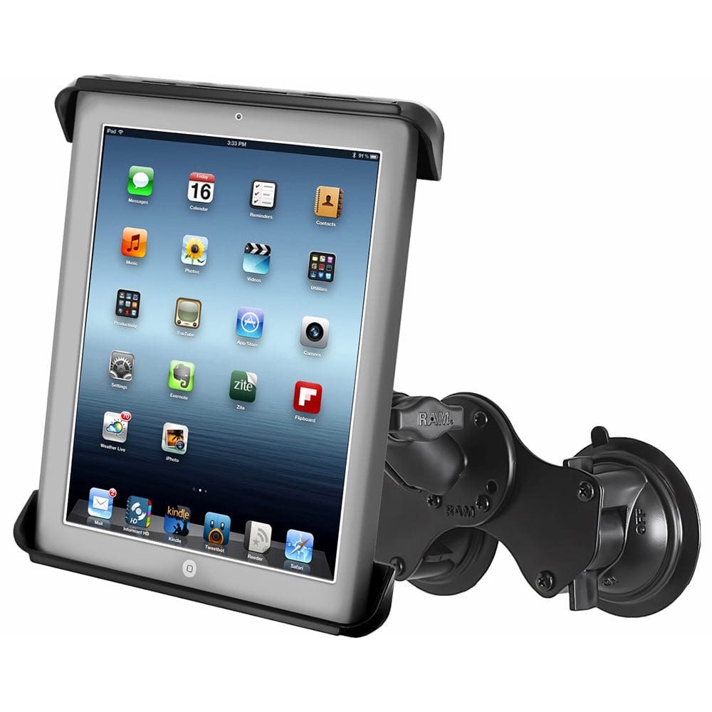 RAM Mount Double Twist - Lock Suction Cup Mount w/Tab - Tite Universal Spring Loaded Cradle f/Apple iPad 1 - 4 w/or w/o Light Duty Case [RAM - B - 189 - TAB3U], Tablet Mounts, RAM Mounting Systems, , , at Festive Water Paddlesports