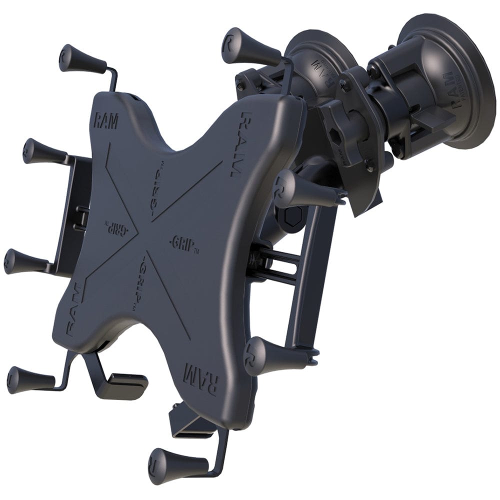 RAM Mount Dual Articulating Suction Cup w/Medium Length Double Socket Arm Universal X - Grip Cradle f/12" Large Tablets [RAM - B - 189 - PIV1 - UN11U], Tablet Mounts, RAM Mounting Systems, , , at Festive Water Paddlesports