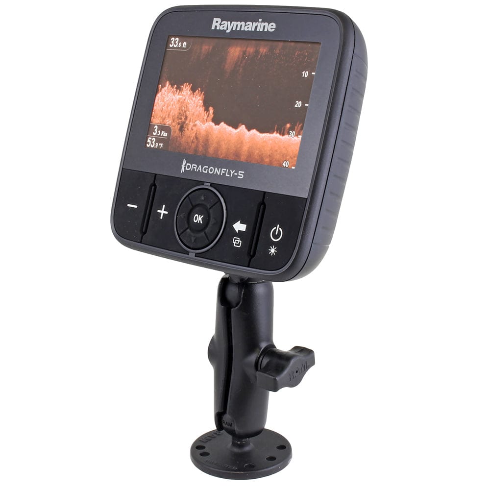 RAM Mount Flat Surface Mount w/1" Ball, including M6 X 30 SS HEX Head Bolt, f/Raymarine Dragonfly - 4/5 WiFish Devices [RAM - B - 202 - 379 - M616U], Marine Electronics Mounts, RAM Mounting Systems, , , at Festive Water Paddlesports