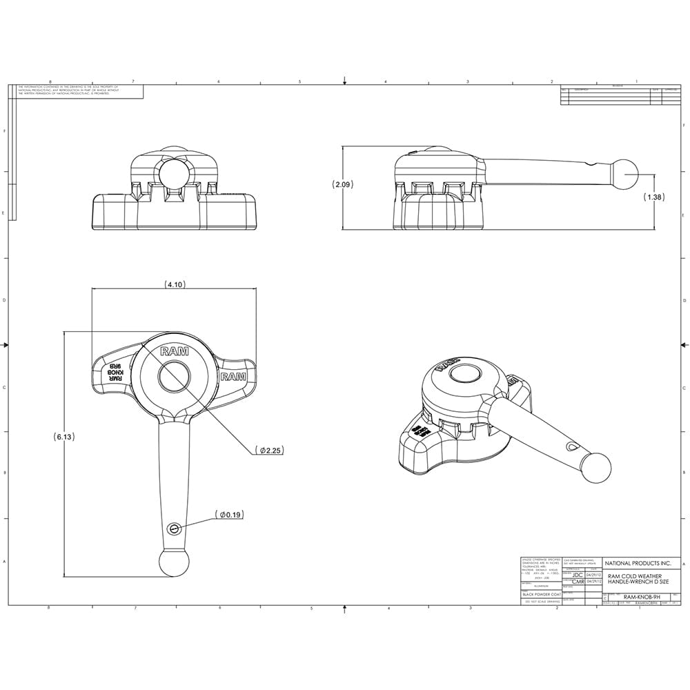 RAM Mount Handle Wrench f/"D" Size Ball Arms & Mounts [RAM - KNOB9HU], D Size, RAM Mounting Systems, , , at Festive Water Paddlesports