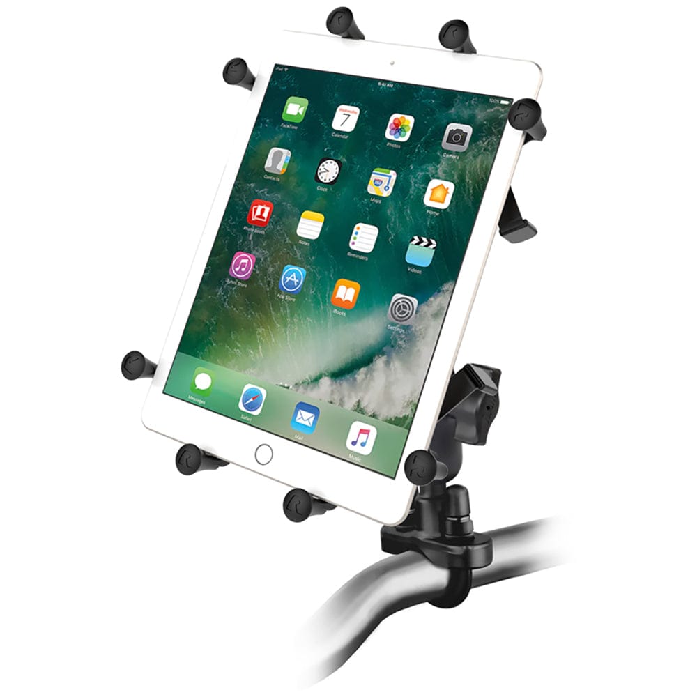 RAM Mount Handlebar Rail Mount w/Zinc Coated U - Bolt Base Universal X - Grip Cradle for 10" Large Tablets [RAM - B - 149Z - UN9U], Tablet Mounts, RAM Mounting Systems, , , at Festive Water Paddlesports