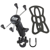 RAM Mount Handlebar Rail Mount w/Zinc Coated U - Bolt Base Universal X - Grip Large Phone/Phablet Cradle [RAM - B - 149Z - UN10U], Cell Phone Mounts, RAM Mounting Systems, , , at Festive Water Paddlesports