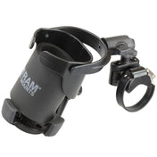 RAM Mount Level Cup XL Low Profile Mount w/Large Strap Clamp Base [RAP - B - 417 - 200 - 1 - 231Z - 2NUBU], Drink Cup Mounts, RAM Mounting Systems, , , at Festive Water Paddlesports