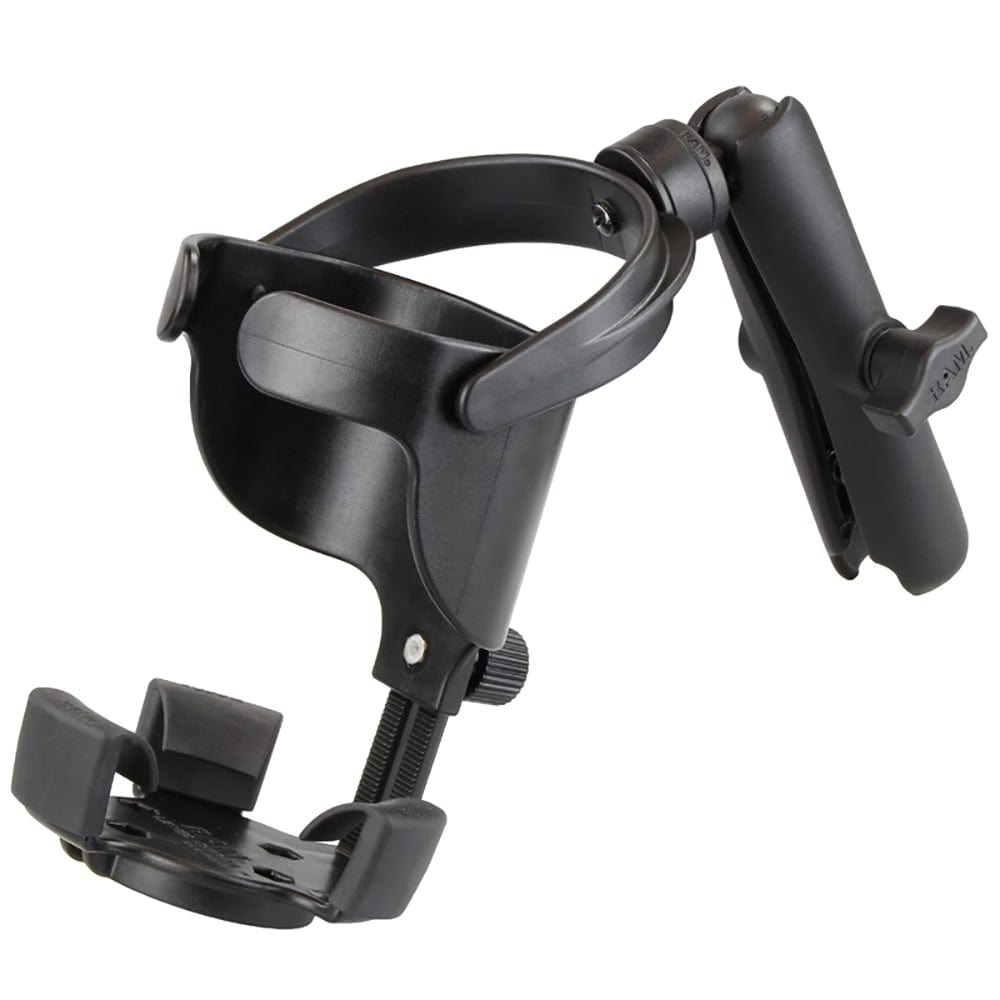 RAM Mount Level Cup XL w/Long Double Socket Arm [RAM - B - 417B - C - 201U], Drink Cup Mounts, RAM Mounting Systems, , , at Festive Water Paddlesports