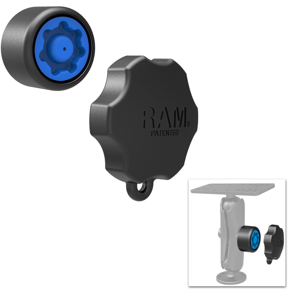 RAM Mount Mixed Combination Pin - Lock Security Knob & Key Knob f/1" Diameter B Size Arms [RAP - S - KNOB3U], B Size, RAM Mounting Systems, at Festive Water Paddlesports