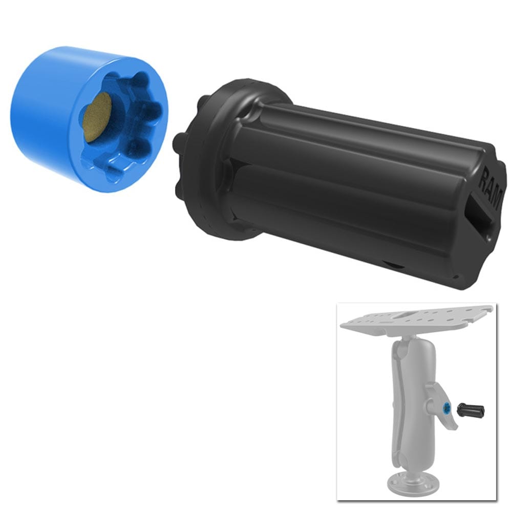 RAM Mount Mixed Combination Pin - Lock Security Nut & Key Knob f/2.25"/3.38" Diameter D/E Size Arms [RAP - S - NUT5U], D Size, RAM Mounting Systems, , , at Festive Water Paddlesports