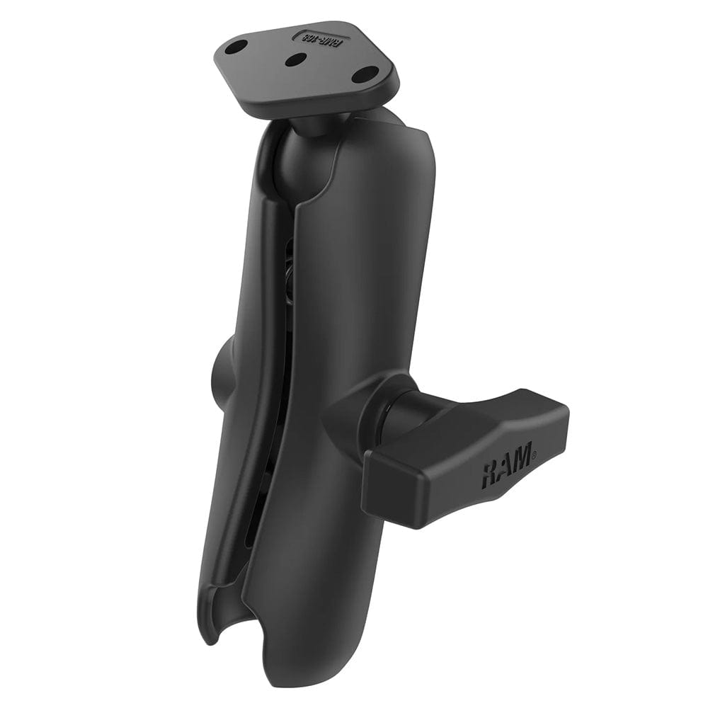 RAM Mount RAM Double Socket Arm w/Diamond Plate - C Size Medium [RAM - 103 - 238U], C Size, RAM Mounting Systems, , , at Festive Water Paddlesports