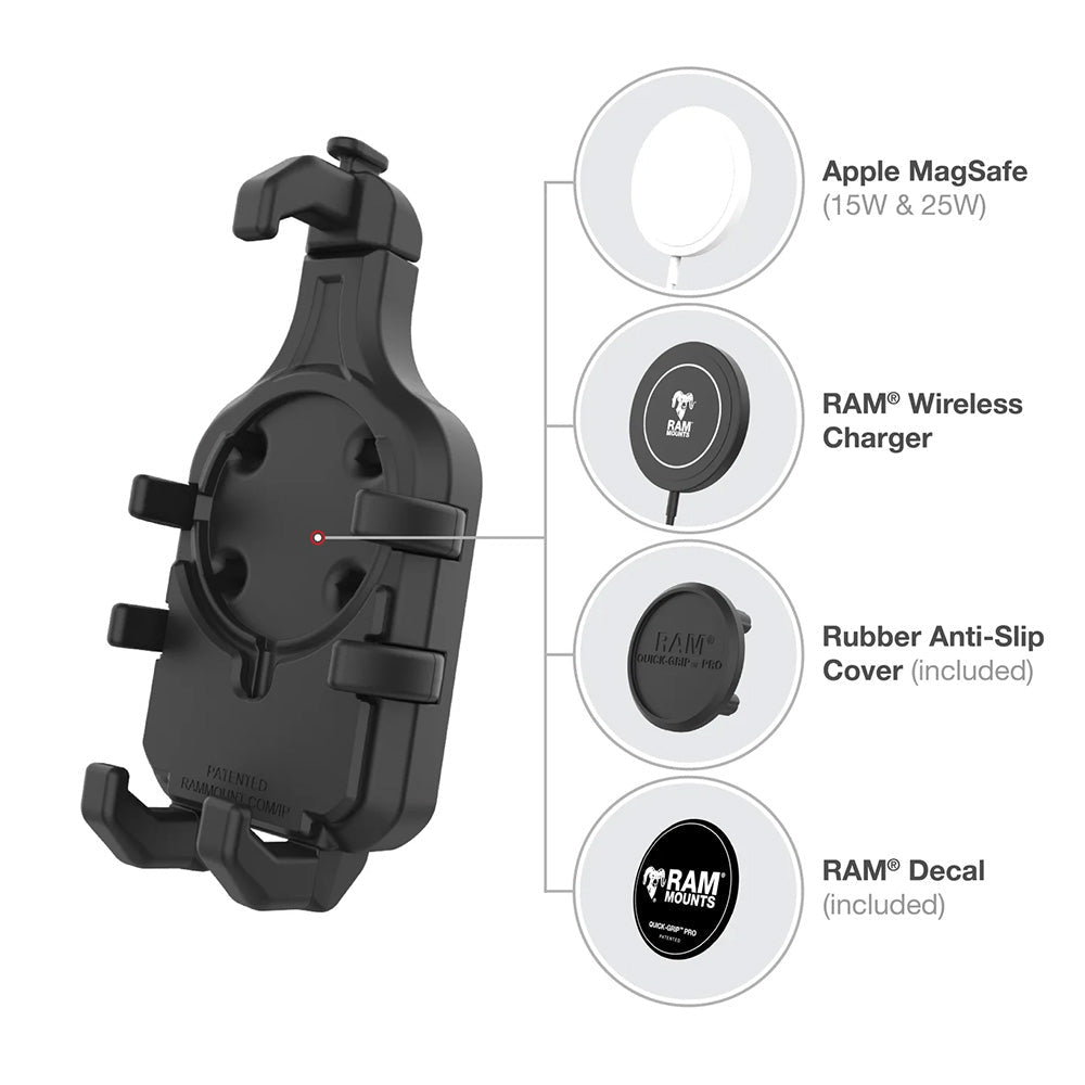 Ram Mount RAM Quick-Grip Pro Phone Holder w/Ball Vibration Damper [RAM-HOL-PD5BVU], Cell Phone Mounts, RAM Mounting Systems, at Festive Water Paddlesports