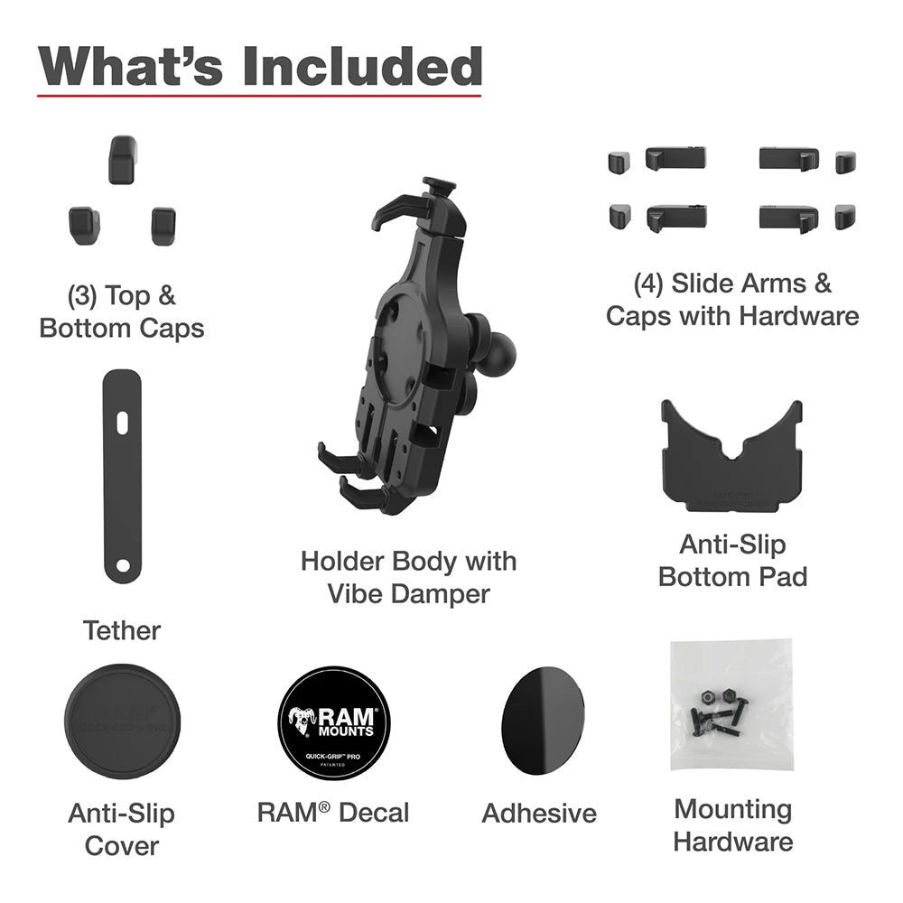 Ram Mount RAM Quick-Grip Pro Phone Holder w/Ball Vibration Damper [RAM-HOL-PD5BVU], Cell Phone Mounts, RAM Mounting Systems, at Festive Water Paddlesports