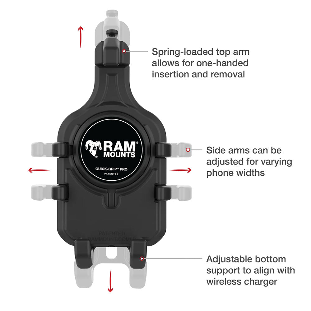 Ram Mount RAM Quick-Grip Pro Phone Holder w/Ball Vibration Damper [RAM-HOL-PD5BVU], Cell Phone Mounts, RAM Mounting Systems, at Festive Water Paddlesports