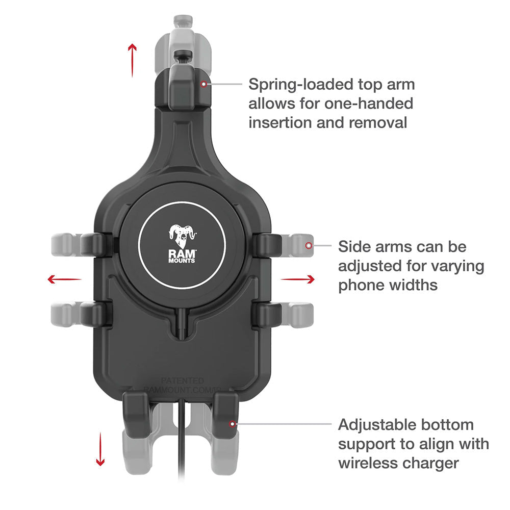 Ram Mount RAM Quick-Grip Pro w/Ball Qi2 15W Wireless Charger [RAM-HOL-PD5B-W2MU], Cell Phone Mounts, RAM Mounting Systems, at Festive Water Paddlesports