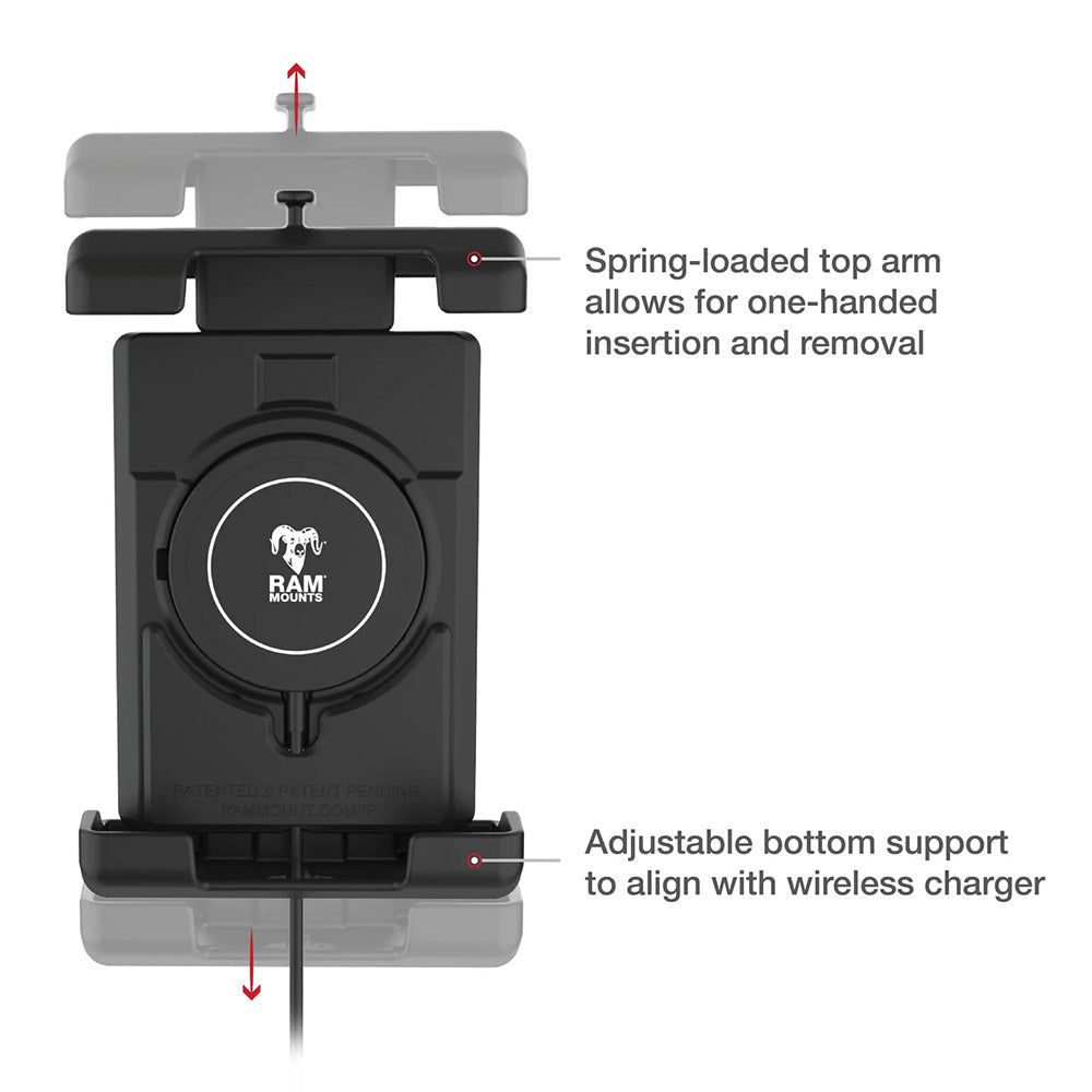 Ram Mount RAM Quick-Grip Pro XL w/Ball Qi2 15W Wireless Charger [RAM-HOL-PD7B-W2MU], Cell Phone Mounts, RAM Mounting Systems, at Festive Water Paddlesports