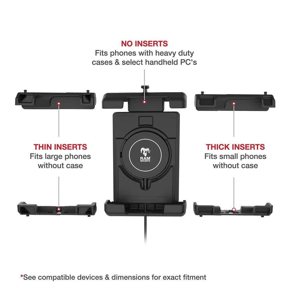 Ram Mount RAM Quick-Grip Pro XL w/Ball Qi2 15W Wireless Charger [RAM-HOL-PD7B-W2MU], Cell Phone Mounts, RAM Mounting Systems, at Festive Water Paddlesports