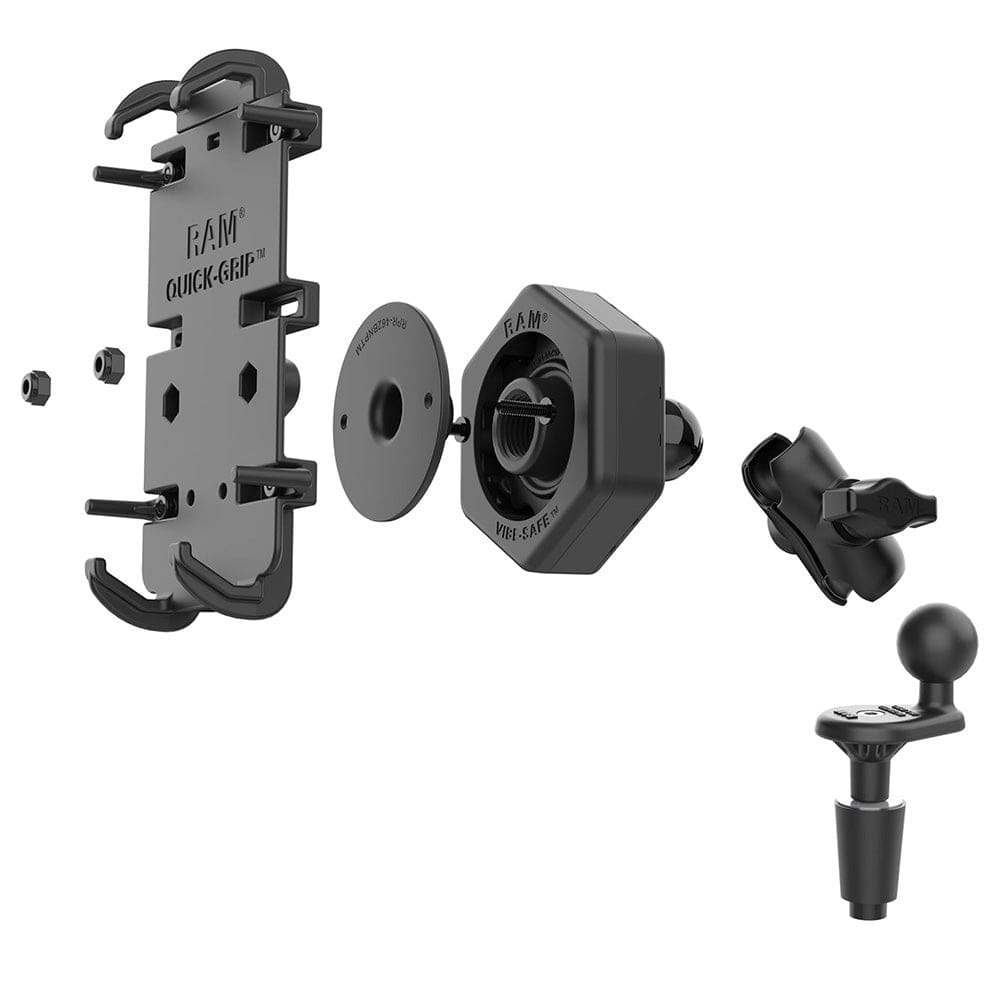 RAM Mount RAM Quick - Grip XL Phone Mount w/Vibe - Safe Fork Stem Base - Short [RAM - B - 176 - A - PD4 - 462], Cell Phone Mounts, RAM Mounting Systems, , , at Festive Water Paddlesports