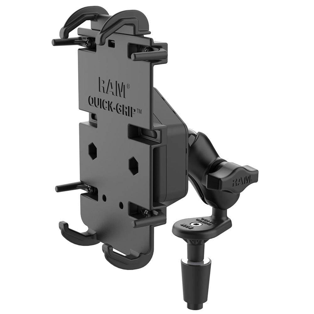 RAM Mount RAM Quick - Grip XL Phone Mount w/Vibe - Safe Fork Stem Base - Short [RAM - B - 176 - A - PD4 - 462], Cell Phone Mounts, RAM Mounting Systems, , , at Festive Water Paddlesports