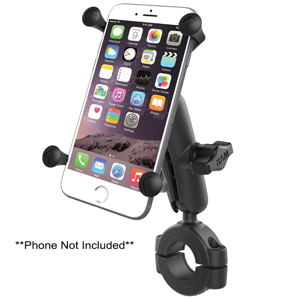 Rail Base with 1" Ball, Medium Arm and X - Grip for Larger Phones [RAM - B - 408 - 112 - 15 - UN10U], Cell Phone Mounts, RAM Mounting Systems, , , at Festive Water Paddlesports