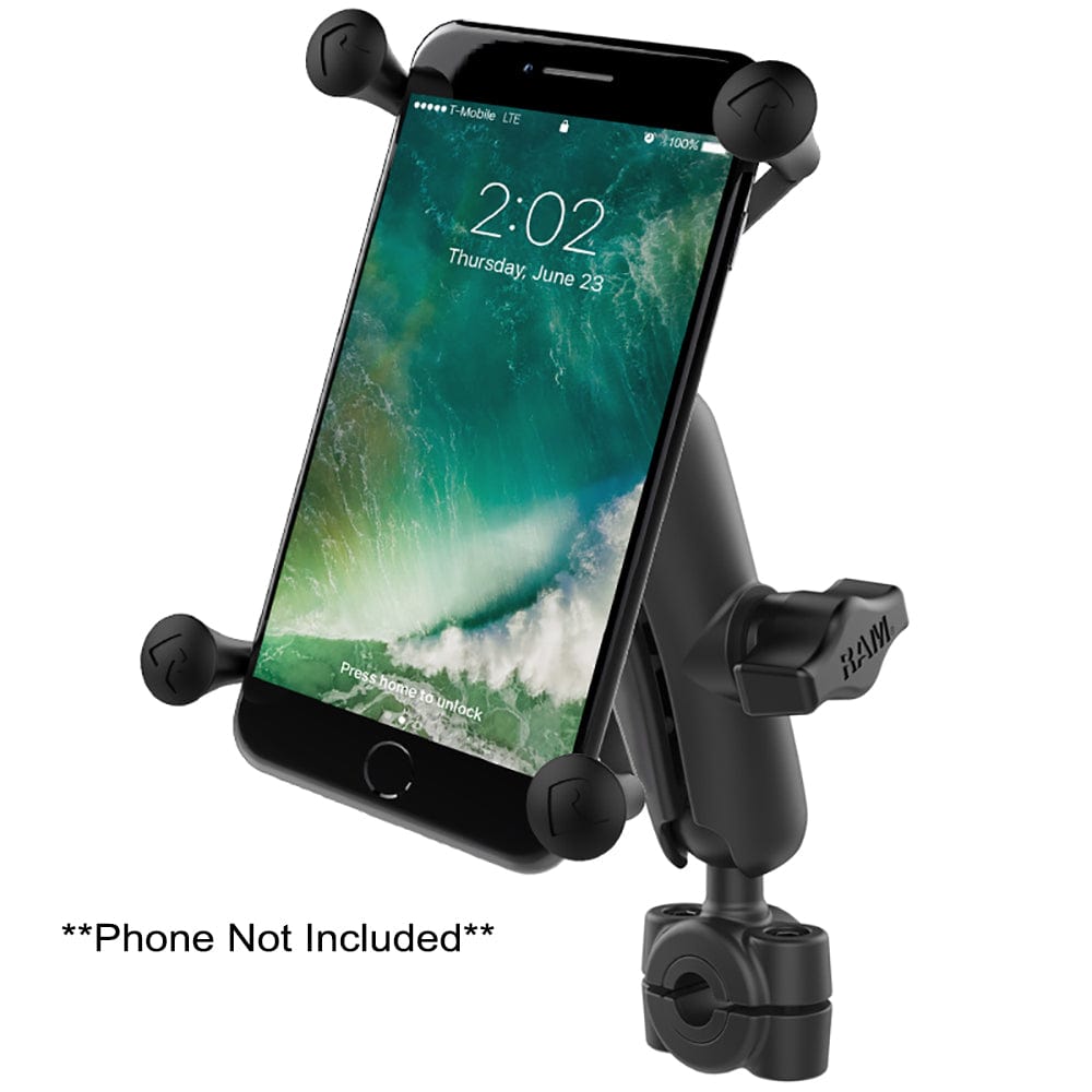 8" Diameter Mini Rail Base with 1" Ball, Medium Arm and X - Grip for Larger Phones [RAM - B - 408 - 37 - 62 - UN10U], Cell Phone Mounts, RAM Mounting Systems, , , at Festive Water Paddlesports