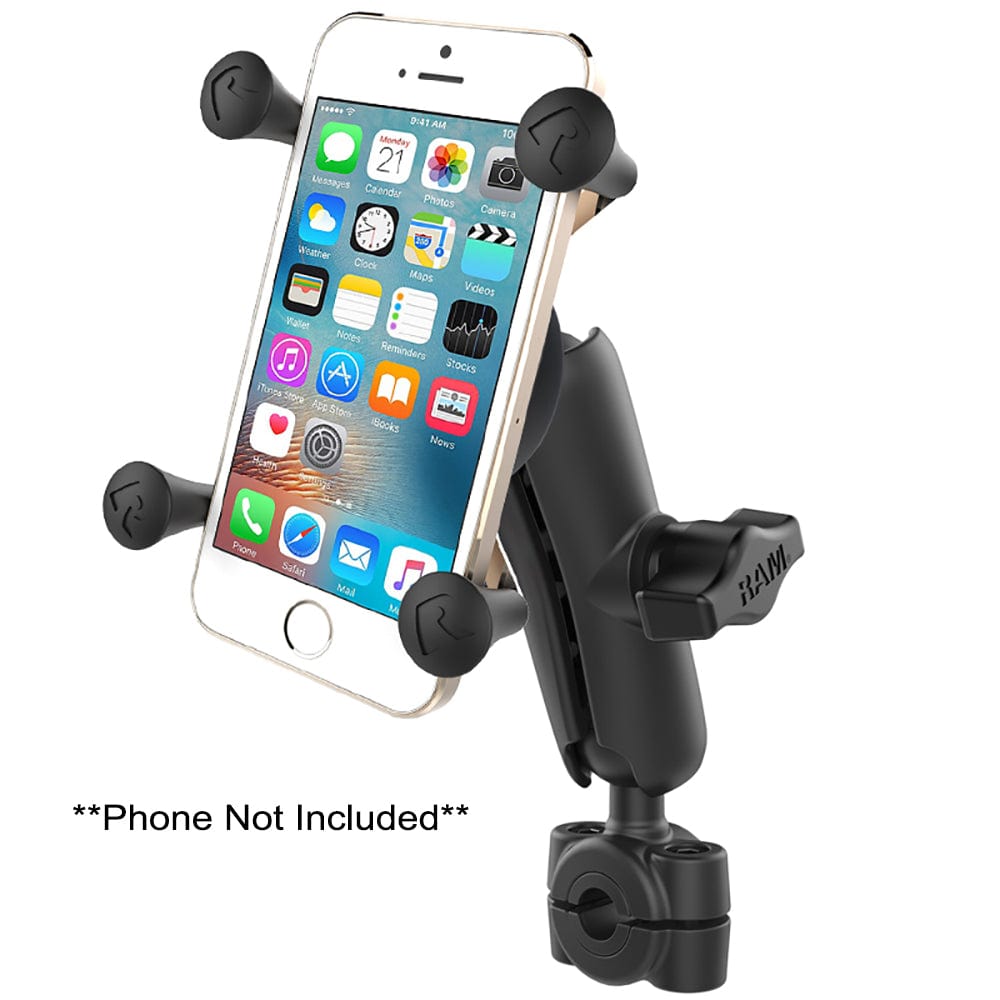 8" Diameter Mini Rail Base with 1" Ball, Medium Arm and X - Grip for Phones [RAM - B - 408 - 37 - 62 - UN7U], Cell Phone Mounts, RAM Mounting Systems, , , at Festive Water Paddlesports