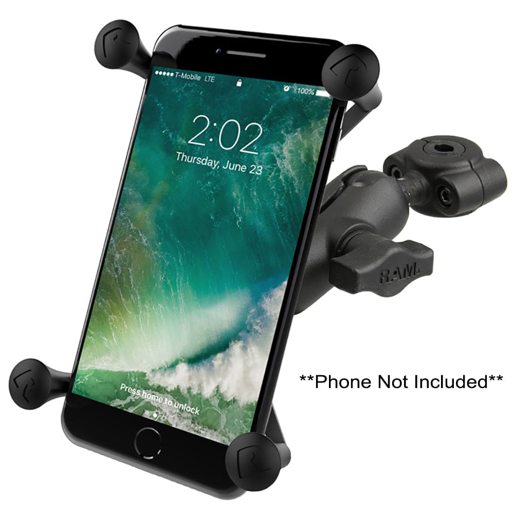 8" Diameter Mini Rail Base with 1" Ball, Short Arm and X - Grip for Larger Phones [RAM - B - 408 - 37 - 62 - A - UN10], Cell Phone Mounts, RAM Mounting Systems, , , at Festive Water Paddlesports