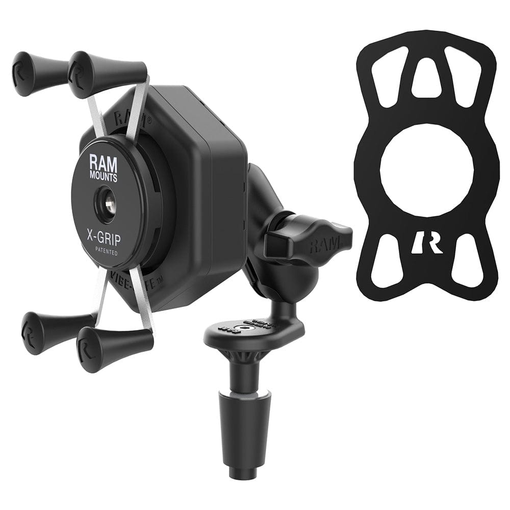 RAM Mount RAM X - Grip Phone Mount w/Vibe - Safe Fork Stem Base - Short [RAM - B - 176 - A - UN7 - 462], Cell Phone Mounts, RAM Mounting Systems, , , at Festive Water Paddlesports