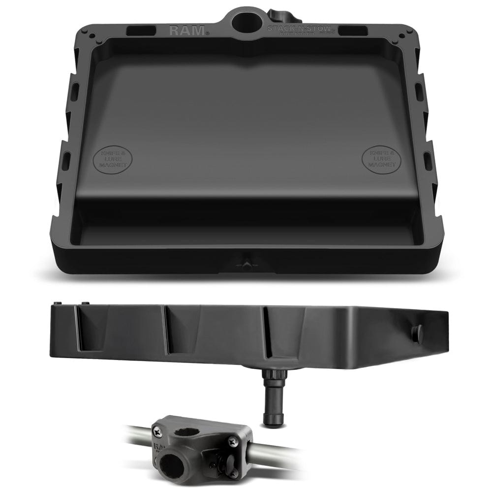 RAM Mount STACK - N - STOW Bait Board w/Combination Bulkhead Rail Adapter Kit [RAP - 395 - RMU], Accessories, RAM Mounting Systems, , , at Festive Water Paddlesports