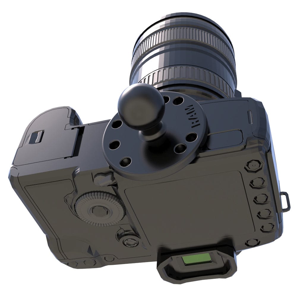 RAM Mount Strap Clamp Roll Bar Mount w/Standard Length Double Socket Arm & 2.5" Round Base w/1/4" - 20 Male Threaded Post [RAM - B - 149Z - 2 - 202AU], Rail/Handle Bar Mounts, RAM Mounting Systems, , , at Festive Water Paddlesports