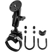 RAM Mount Strap Clamp Roll Bar Mount w/Standard Length Double Socket Arm & 2.5" Round Base w/1/4" - 20 Male Threaded Post [RAM - B - 149Z - 2 - 202AU], Rail/Handle Bar Mounts, RAM Mounting Systems, , , at Festive Water Paddlesports