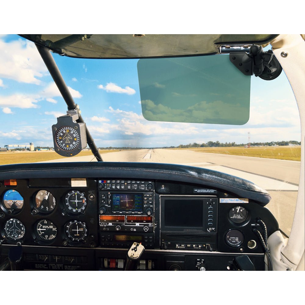 RAM Mount Suction Cup Mount w/Dark Green Sun Visor - 50% Tint [RAM - B - 166 - 326 - VIS - G1U], Aviation, RAM Mounting Systems, at Festive Water Paddlesports