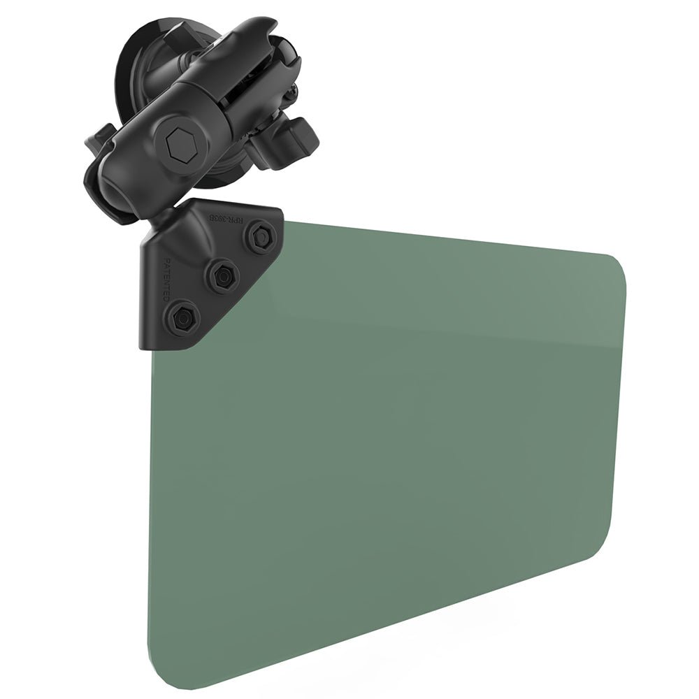 RAM Mount Suction Cup Mount w/Dark Green Sun Visor - 50% Tint [RAM - B - 166 - 326 - VIS - G1U], Aviation, RAM Mounting Systems, at Festive Water Paddlesports