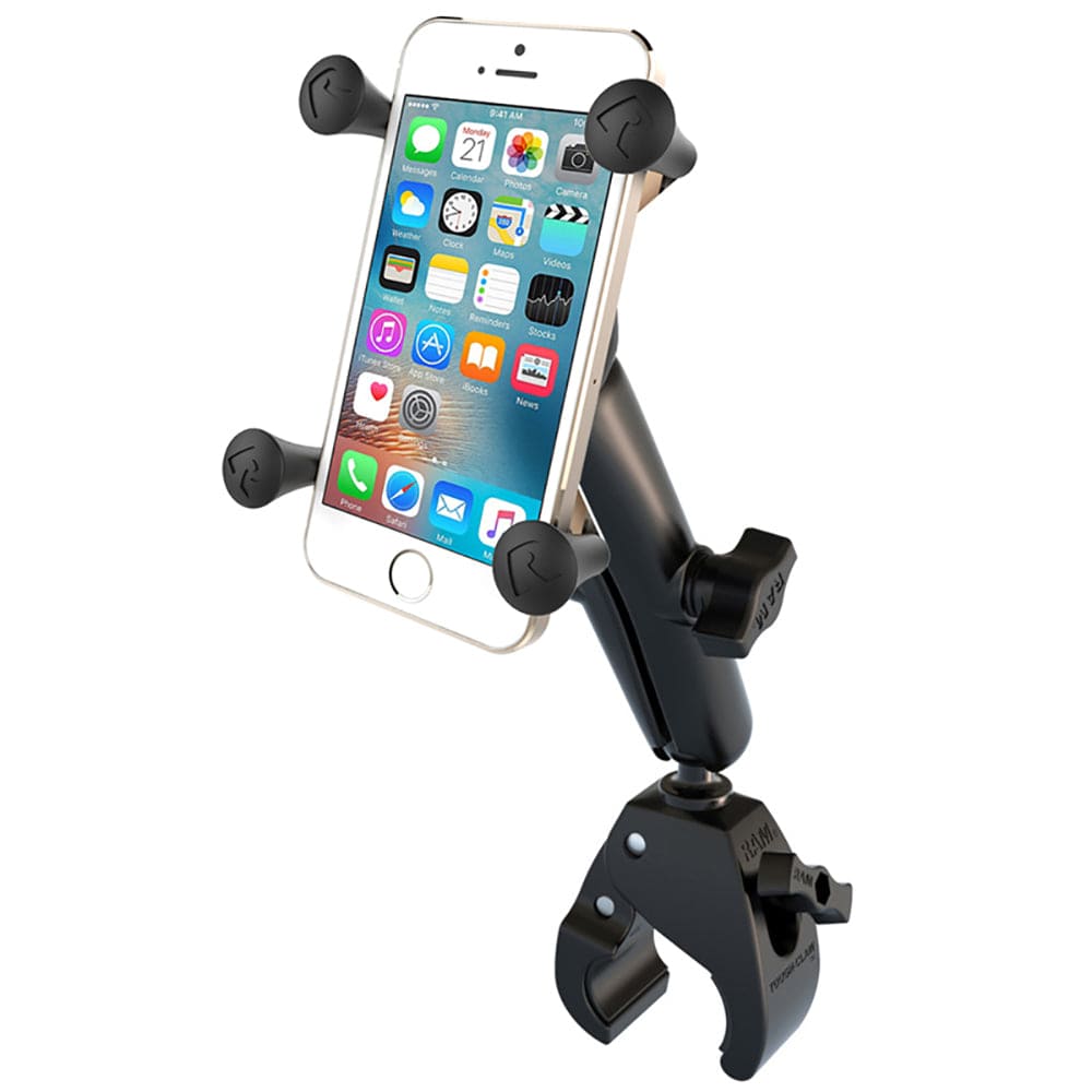 RAM Mount Universal Tough - Claw Base w/Long Double Socket Arm & Universal X - Grip Cell/iPhone Cradle [RAM - B - 400 - C - UN7U], Rail/Handle Bar Mounts, RAM Mounting Systems, , , at Festive Water Paddlesports
