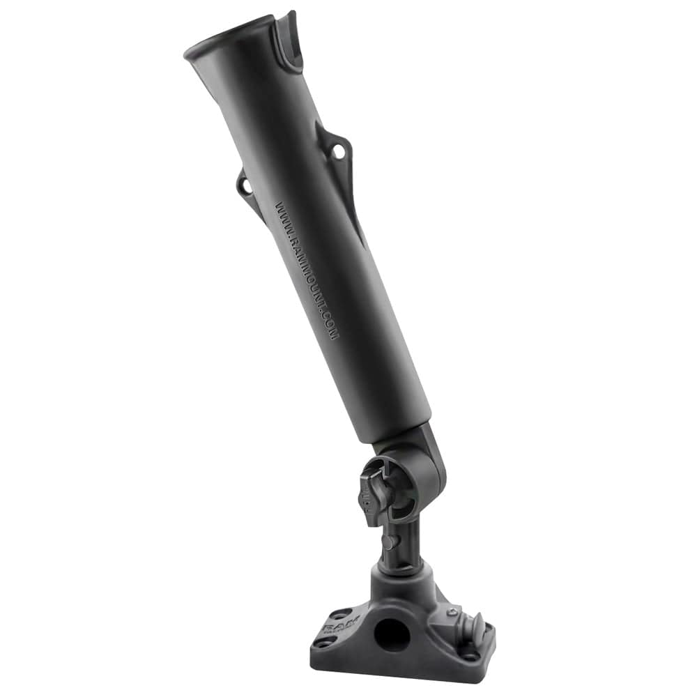 RAM Tough - Tube Fishing Rod Holder w/3" Length Spline Post, Combination Bulkhead/Flat Surface Base & Plunger [RAP - 394 - SSBMPU], Rod Holders, RAM Mounting Systems, , , at Festive Water Paddlesports