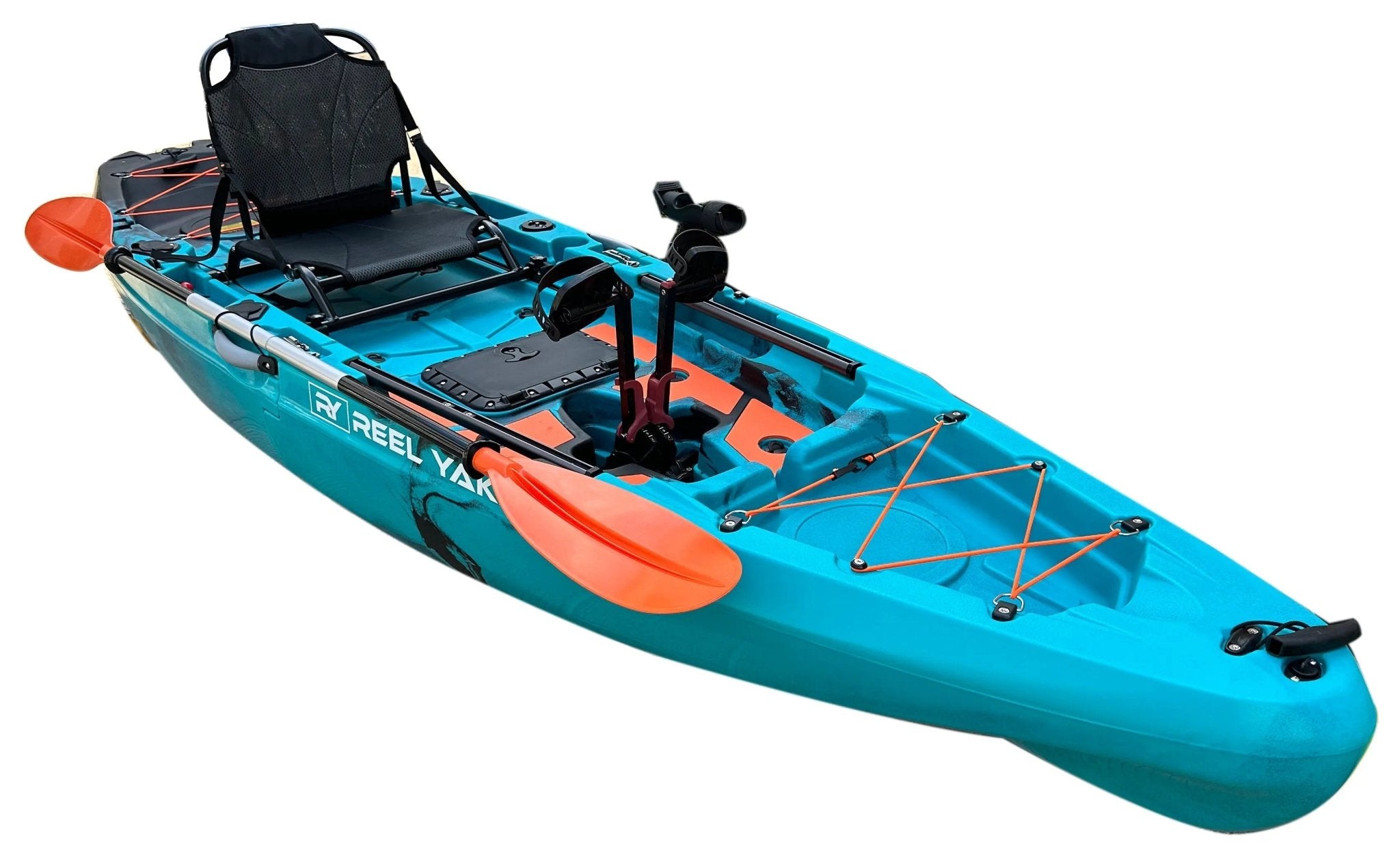 Rapido 10.8ft Fin Drive Modular Fishing Kayak, Fishing Kayak, ReelYaks, Blue Black Camo in 1 - 2 weeks at Festive Water Paddlesports