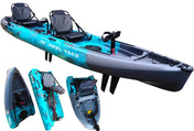 Raptor 14ft Tandem | Fin & Prop Drive | Modular Fishing Kayak, Fishing Kayak, ReelYaks, Cyan Gray 1 - 2 weeks at Festive Water Paddlesports
