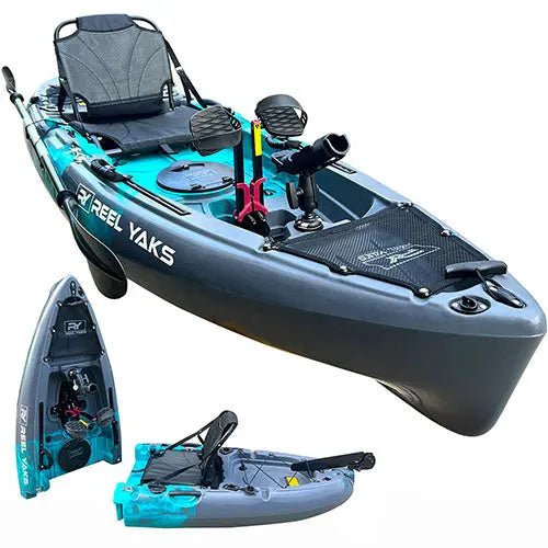 Raptor 9.5ft Fin Drive Modular Fishing Kayak, Fishing Kayak, ReelYaks, Cyan Gray in 1 - 2 weeks at Festive Water Paddlesports