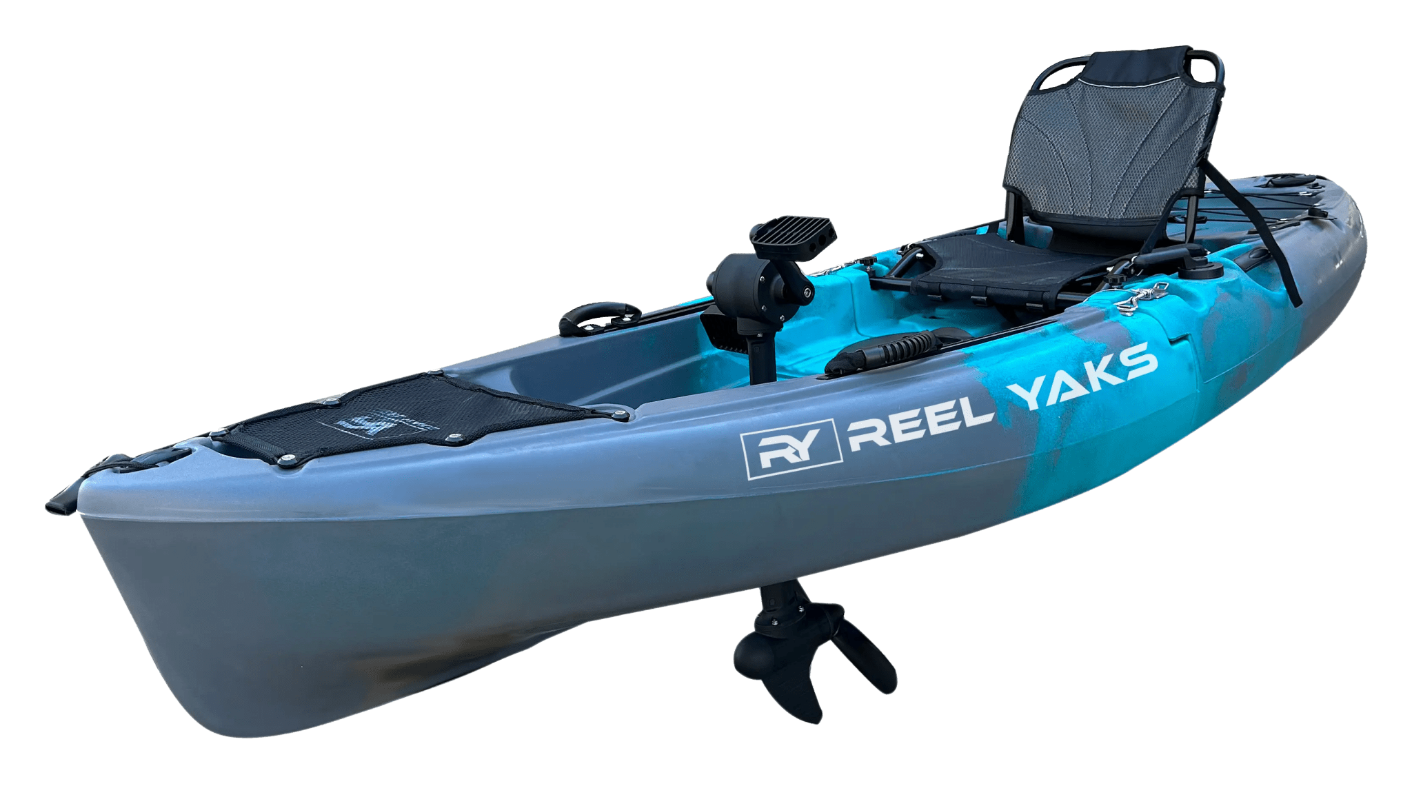 Raptor 9.5ft Propeller Drive Modular Fishing Kayak, Fishing Kayak, ReelYaks, Cyan Gray in 1 - 2 weeks at Festive Water Paddlesports