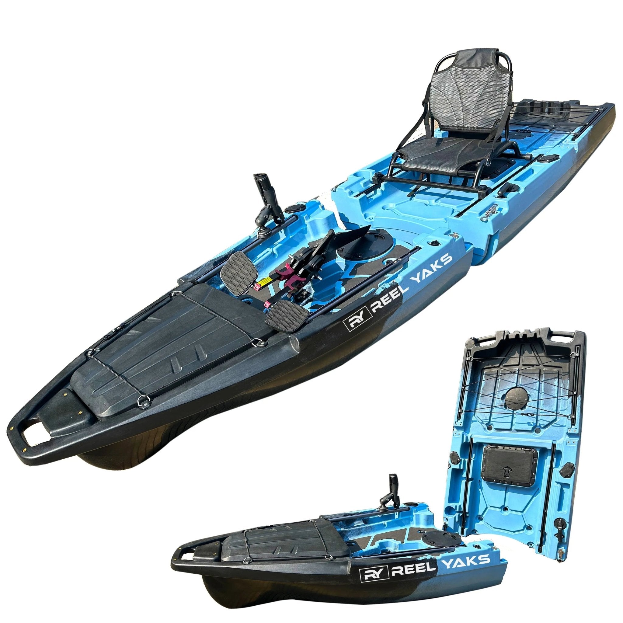 Recon 10ft Fin Drive Modular Fishing Kayak, Fishing Kayak, ReelYaks, Blue Gray in 1 - 2 weeks at Festive Water Paddlesports