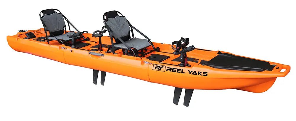 Rocket 13.8ft Tandem Fin Drive Modular Fishing Kayak, Fishing Kayak, ReelYaks, Papaya in 8 - 11 weeks at Festive Water Paddlesports