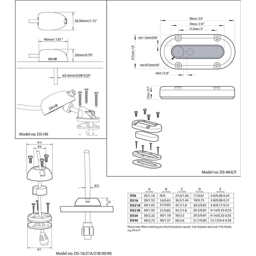 Scanstrut DS - Multi Vertical Cable Seal [DS - MULTI], Wire Management, Scanstrut, , , at Festive Water Paddlesports