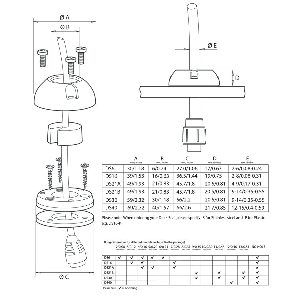 Scanstrut DS6 - P Vertical Cable Seal [DS6 - P], Wire Management, Scanstrut, , , at Festive Water Paddlesports