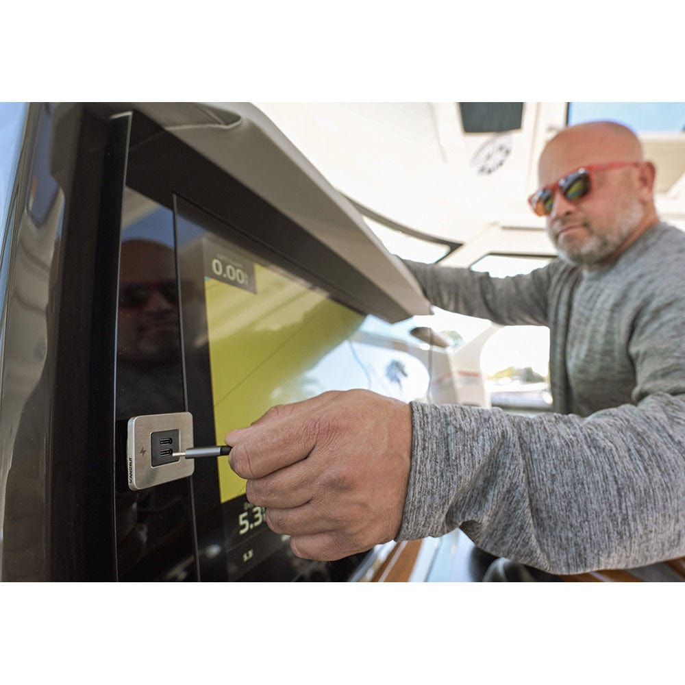 Scanstrut TILE USB - C Interior Charging Socket - 12/24V - Stainless Steel Bezel [SC - TILE - 21], Accessories, Scanstrut, , , at Festive Water Paddlesports