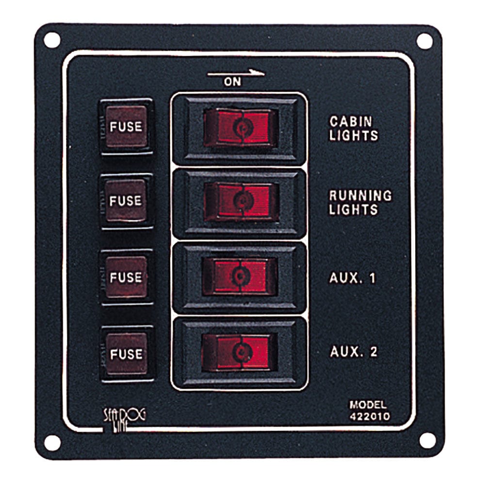 Sea - Dog Aluminum Switch Panel - Vertical - 4 Switch [422010 - 1], Electrical Panels, Sea - Dog, , , at Festive Water Paddlesports