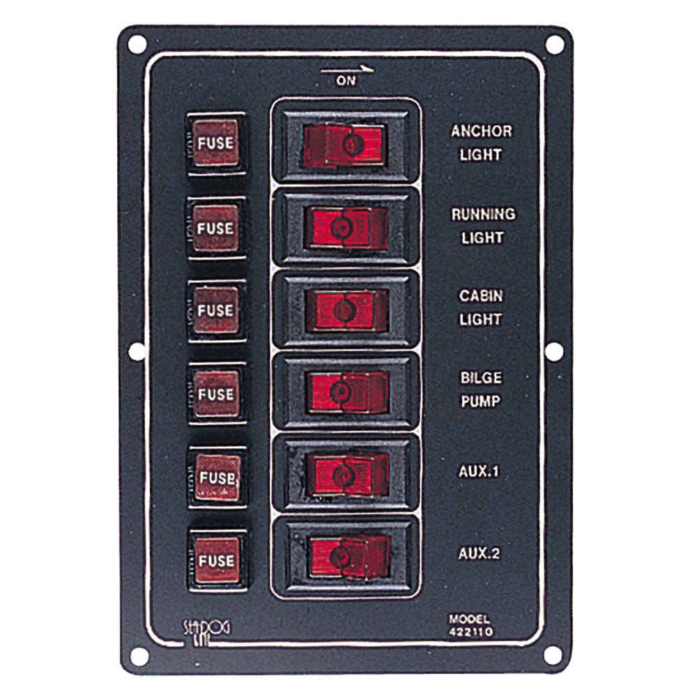 Sea - Dog Aluminum Switch Panel Vertical - 6 Switch [422110 - 1], Electrical Panels, Sea - Dog, , , at Festive Water Paddlesports