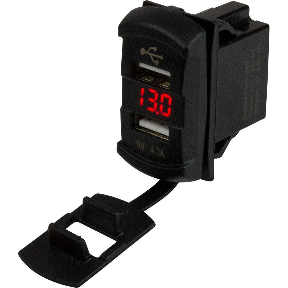 Sea - Dog Dual USB Rocker Switch Style Voltmeter w/Hidden Display [426527 - 1], Accessories, Sea - Dog, , , at Festive Water Paddlesports