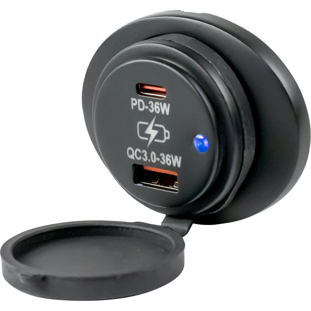 Sea - Dog Oval Surface Mount USB 3.0 USB - C Power Socket [426535 - 1], Accessories, Sea - Dog, , , at Festive Water Paddlesports