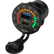Sea - Dog Round Rainbow Voltmeter w/USB USB - C Power Socket [426519 - 1], Accessories, Sea - Dog, , , at Festive Water Paddlesports