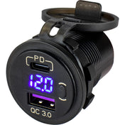 Sea - Dog Round USB USB - C Power Socket w/Hidden Voltmeter [426518 - 1], Accessories, Sea - Dog, , , at Festive Water Paddlesports